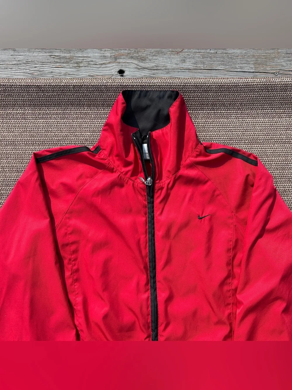 Vintage 2003 Nike Silver Tag Red Zip Up Windbreaker Jacket M 8-10 Retro